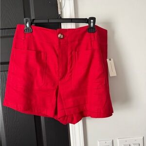 Anthropologie High Waist Red Shorts NEW